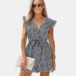 Women's Belted Leopard Print Short Romper -Cupshe -Cupshe GUEST d9ea3e46 e3d4 47ca 9c29 44b5b2948005