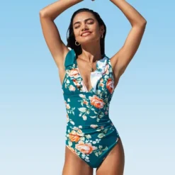 Women's Ruffled Lace Up One Piece Swimsuit -Cupshe -Cupshe GUEST da0918c1 1e98 4369 8e78 de6a4293d516