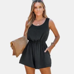 Women's Scoop Neck Back Tie Cutout Romper - Cupshe -Cupshe GUEST dacdc6d9 dd7c 4a2d 8f20 b28f6f5d086c