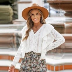 Women's Cutout Ruffled Button-Front Cardigan - Cupshe -Cupshe GUEST db006e6c 8cfe 4c45 8670 9d8d76cba0ba