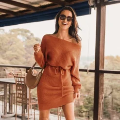 Women's One Shoulder Drawstring Mini Sweater Dress - Cupshe -Cupshe GUEST db8ef2ab 01a9 46ef 8f34 4b6883a6473b