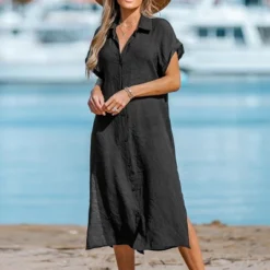 Women's Buttoned Cover Up Shirt Dress - Cupshe -Cupshe GUEST db925490 6ba8 4198 92f3 4f7f3af6042c