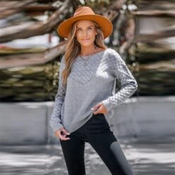 Women's Rib Long Sleeve Sweater - Cupshe -Cupshe GUEST dbbe299e ce2a 4608 aaf1 5f036a8e8644