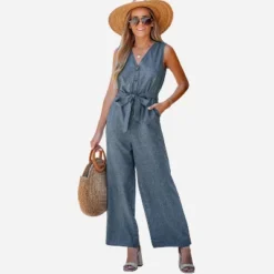 Women's Belted V-Neck Buttoned Jumpsuit - Cupshe 15 Women's Belted V-Neck Buttoned Jumpsuit - Cupshe -Cupshe GUEST dc8bb7cb ea63 437a bb69 b953d37336c5
