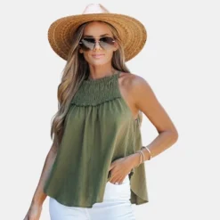 Women's Ruffled Smocked Cami Top- Cupshe -Cupshe GUEST dcd7c061 96f5 42f3 8b82 9cbe23dcceb9