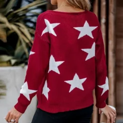 Women's Star Pattern V-Neck Drop Sleeve Sweater - Cupshe -Cupshe GUEST dce0a391 65b2 4d4b adc1 eba068802ab0