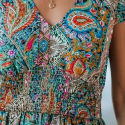 Women's Paisley Print V-Neck Maxi Dress - Cupshe