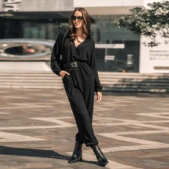Women's Onyx Belted Jogger Jumpsuit - Cupshe