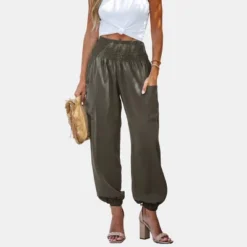 Women's Smocked High Waist Ruched Joggers - Cupshe -Cupshe GUEST dd612d5a 4db3 475e aef5 1230ab6d36d1