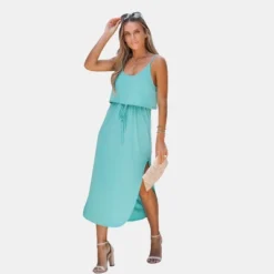 Women's Drawstring Cami Midi Dress - Cupshe -Cupshe GUEST ddfd923a 5aea 4a5a 8b53 67426d938990