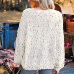 Women's Rainbow Pom Pom Drop Sleeve Sweater - Cupshe -Cupshe GUEST de20d3f8 6bcd 4938 968a ccc33169d908