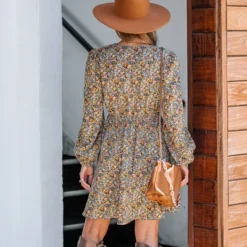 Women's Ditsy Floral Peasant Sleeve Dress - Cupshe -Cupshe GUEST df49110f 2077 4cb2 9cfd 653c24e7576c