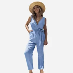 Women's Belted Tapered Leg Jumpsuit - Cupshe -Cupshe GUEST e0127511 d414 492d af45 f432f26b6e44