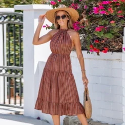Women's Striped Ruffled Midi Dress - Cupshe 10 Women's Striped Ruffled Midi Dress - Cupshe -Cupshe GUEST e103c21a 2c4d 4590 bc0c e1c6f6ca2b50