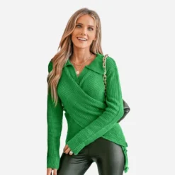 Women's Warm Hugs Rib V-Neck Wrap Sweater - Cupshe -Cupshe GUEST e1a4563b 7fe0 4d1e 882d 90e4b21fb139