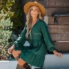 Women's Emerald Button-Loop Mini Dress - Cupshe -Cupshe GUEST e29873b5 0e29 45b4 86b0 065fb8472c6c
