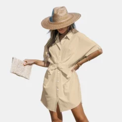 Women's Twist Mini Shirt Dress - Cupshe -Cupshe GUEST e5783f36 86ff 45b7 89b0 dd6d5423b917