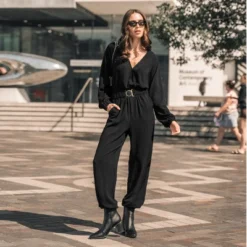 Women's Onyx Belted Jogger Jumpsuit - Cupshe -Cupshe GUEST e57935c7 3610 40b5 a853 2613fb931ebd