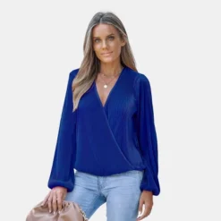 Women's Long Sleeve Surplice Neck Peasant Sleeve Top - Cupshe -Cupshe GUEST e64a769e 9592 46db b013 05a9afb55483