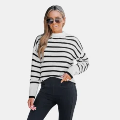 Women's Striped Turtleneck Drop Sleeve Sweater - Cupshe -Cupshe GUEST e760dff0 5ffa 46cd a394 41e7cbd07dd0