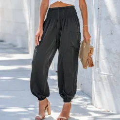 Women's Smocked High Waist Ruched Joggers - Cupshe -Cupshe GUEST e7aac8a7 84f5 4049 800d 04c0025d8bfc