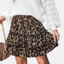 Women's Leopard Print Drawstring Ruffled Skirt - Cupshe -Cupshe GUEST e7e4e251 2e22 4a47 a463 d0d6337b725e