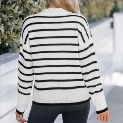 Women's Striped Turtleneck Drop Sleeve Sweater - Cupshe -Cupshe GUEST e96a287e d931 4fde bb56 2f55dbafdf59