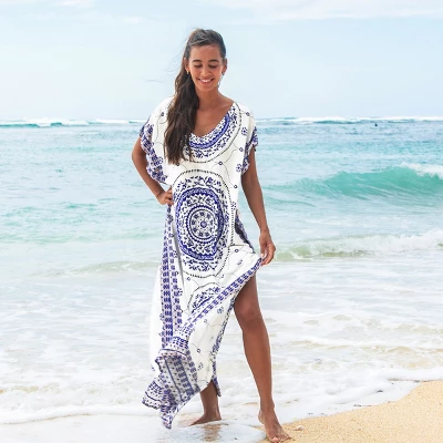 Women's Floral Boho Print Maxi Cover Up - Cupshe - One Size Fits Most 3 Women's Floral Boho Print Maxi Cover Up - Cupshe - One Size Fits Most