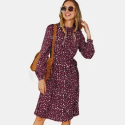 Women's Long Sleeve Speckled Print A Line Midi Dress - Cupshe -Black -Cupshe GUEST ea77482b b286 4bea a8ef 1f1bb71abe33