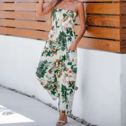 Women's Tropical Smocked Cami Jumpsuit - Cupshe -Cupshe GUEST eb83f538 ec3d 40b1 9ec2 fc092429cadf