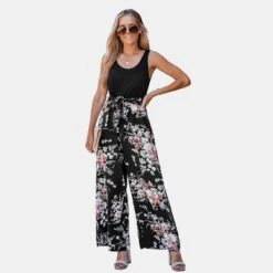 Women's Belted Floral Wide Leg Jumpsuit - Cupshe -Cupshe GUEST ed5f91c6 47a6 45c4 aa6f b690d073218f