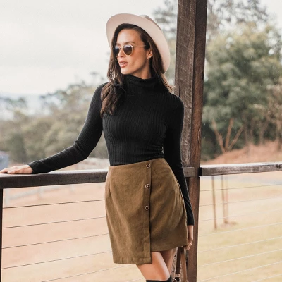 Women's Corduroy Button-Front Mini Wrap Skirt - Cupshe 4 Women's Corduroy Button-Front Mini Wrap Skirt - Cupshe - Image 2