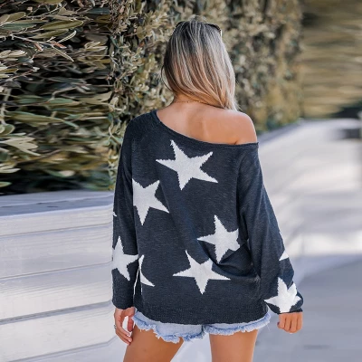 Women's Star Print One-Shoulder Sweater - Cupshe 6 Women's Star Print One-Shoulder Sweater - Cupshe - Image 4