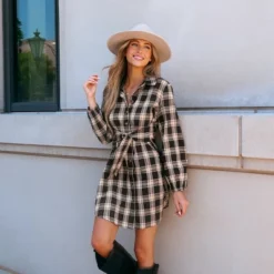 Women's Belted Plaid Mini Shirt Dress - Cupshe 16 Women's Belted Plaid Mini Shirt Dress - Cupshe -Cupshe GUEST eea14f60 1bdc 4ab2 89fc d9b82621e032