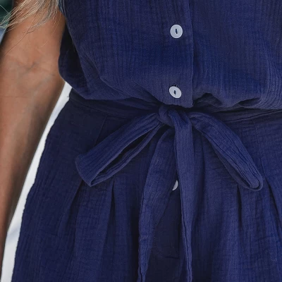 Women's Belted Button Front Romper - Cupshe 9 Women's Belted Button Front Romper - Cupshe - Image 7