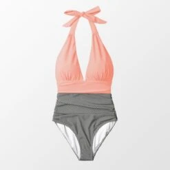 Women's Plunge Neck Halter One Piece Swimsuit - Cupshe -Cupshe GUEST ef9b6370 eb89 401d 82b8 4267c2dfb8b1