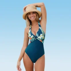 Women's Floral Halter Twisted One Piece Swimsuit -Cupshe -Cupshe GUEST f06ccd59 009c 4a04 bc9c bf3b051a1d82