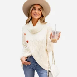 Women's Buttoned Turtleneck Wrap Sweater - Cupshe -Cupshe GUEST f0a48b6b ae6d 4e13 8a59 21f81dc45998