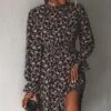 Women's Ditsy Floral Long Sleeve A-Line Mini Dress Smocked Dress - Cupshe - Black -Cupshe GUEST f0c92ca9 81c4 431f 9244 d89afb808bde