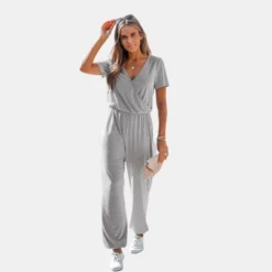 Women's Short Sleeve Wrap Loose Long Romper Jumpsuit - Cupshe -Cupshe GUEST f2df2648 1327 44ce 948d e647ef0e7844