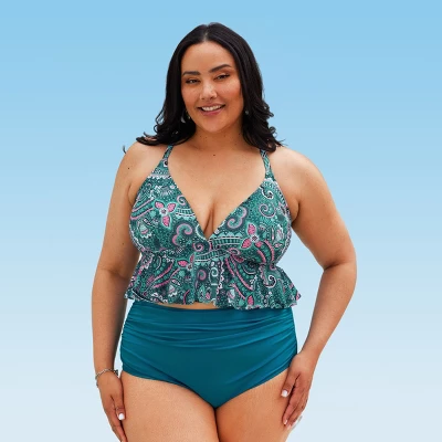 Women's Plus Size Paisley Ruffled Tankini Top - Cupshe 6 Women's Plus Size Paisley Ruffled Tankini Top - Cupshe - Image 4