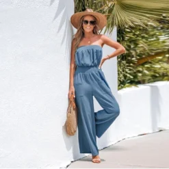 Women's Cotton Smocked Tube Jumpsuit - Cupshe -Cupshe GUEST f3fe3dc6 a3f0 43d8 94da eff500792773