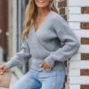 Women's Surplice Neck Rib Wrap Sweater - Cupshe -Cupshe GUEST f40df156 5769 4c14 8f2d 19826ea36f45
