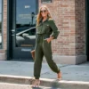 CUPSHE Women's Dark Forest Green Button-Front Jumpsuit -Cupshe GUEST f49fa993 2a90 45c0 b5b9 46f24a180d3e
