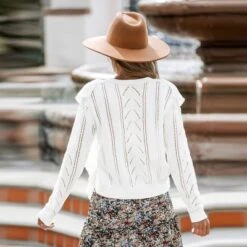 Women's Cutout Ruffled Button-Front Cardigan - Cupshe -Cupshe GUEST f548201f f28b 412f 92d2 2cec3deacdcf