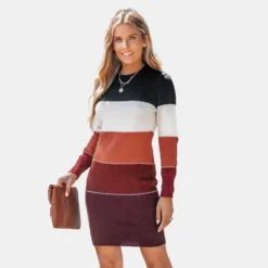 Women's Colorblock Bodycon Mini Sweater Dress - Cupshe -Cupshe GUEST f674e104 8caa 4f86 a293 dd088f99f020