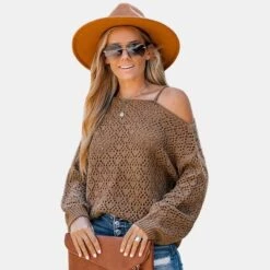 Women's Cutout Crochet One Shoulder Sweater - Cupshe -Cupshe GUEST f69115ba 8017 4cda bc26 ae4dae77f2cf