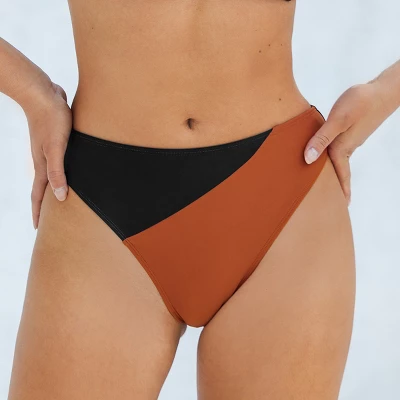 Women's Colorblock High Leg Cut High Waist Bikini Bottom - Cupshe 7 Women's Colorblock High Leg Cut High Waist Bikini Bottom - Cupshe - Image 5