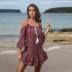 Women's Striped Open-Shoulder Tassel Dress - Cupshe 14 Women's Striped Open-Shoulder Tassel Dress - Cupshe -Cupshe GUEST f76e576d 0320 41c4 9350 81f1a4fd546d