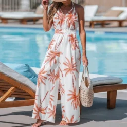 Women's Palm Tree V-Neck Jumpsuit - Cupshe -Cupshe GUEST f7a6e735 c070 441f 8fc5 c31948e2b219